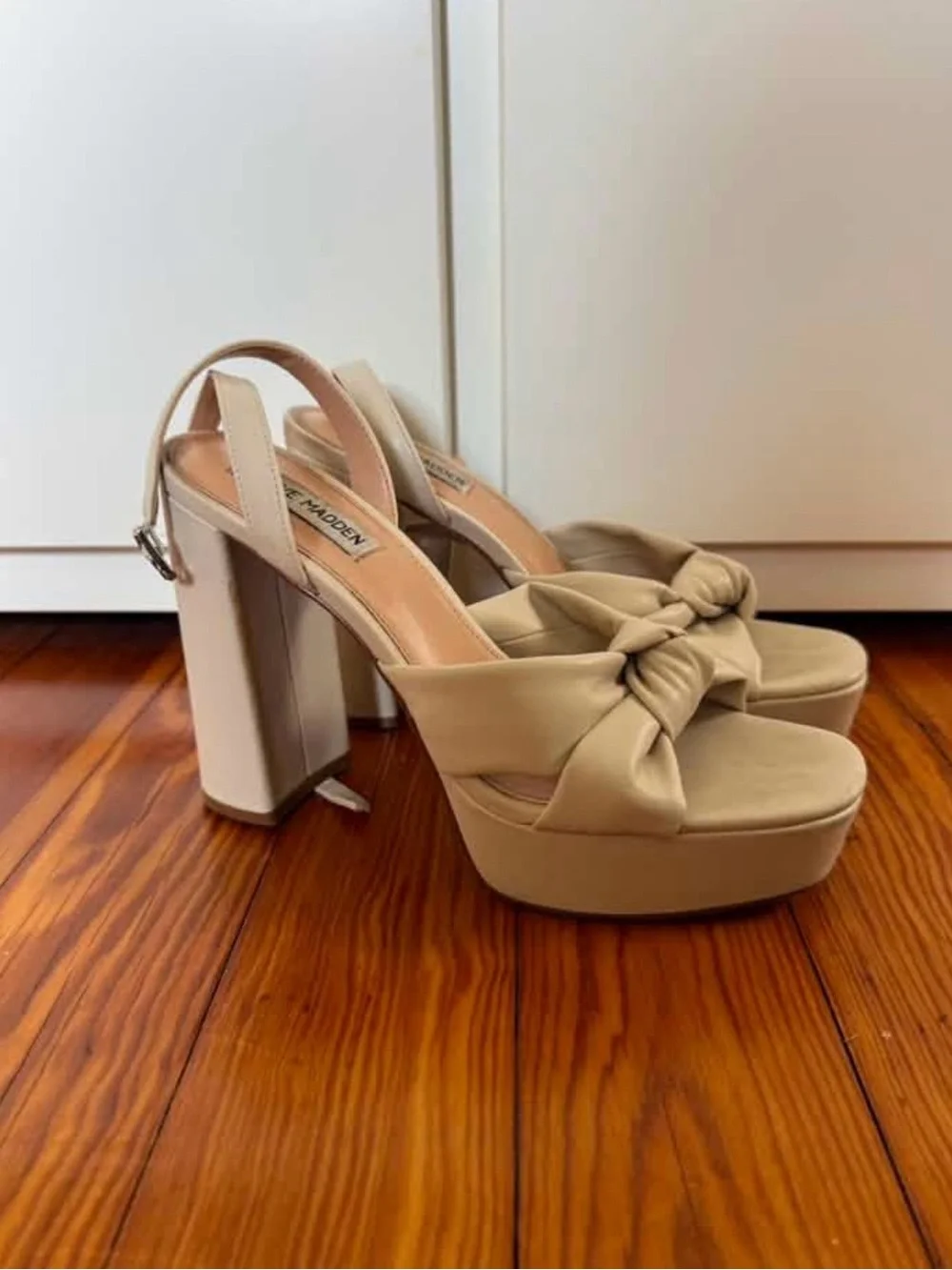 Steve Madden Neutral Knot Platform Slingback Heels